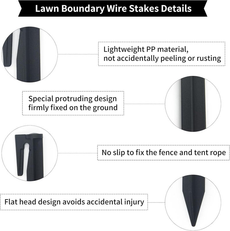 Multisland 200Pcs 3.3" Plastic Boundary Wire Stakes Lawn Stakes Tent Pegs for Installation Robot Lawn Mower, Pet Fence, Camping Tent, Home Gardening - Image 3